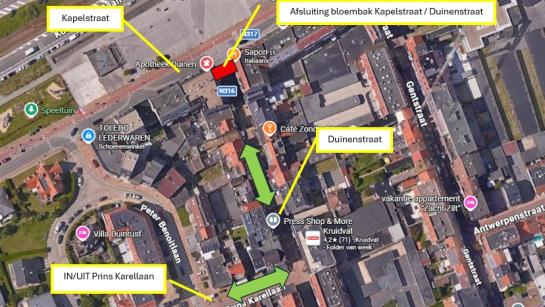 Omleiding Duinenstraat